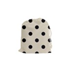 Polka Dots - Black on Pearl Brown Drawstring Pouch (S)