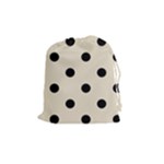 Polka Dots - Black on Pearl Brown Drawstring Pouch (M)