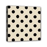 Polka Dots - Black on Pearl Brown Mini Canvas 6  x 6  (Stretched)