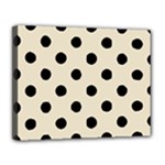 Polka Dots - Black on Pearl Brown Canvas 14  x 11  (Stretched)