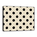 Polka Dots - Black on Pearl Brown Canvas 16  x 12  (Stretched)