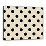 Polka Dots - Black on Pearl Brown Canvas 20  x 16  (Stretched)