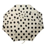 Polka Dots - Black on Pearl Brown Folding Umbrella