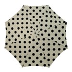 Polka Dots - Black on Pearl Brown Golf Umbrella
