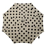 Polka Dots - Black on Pearl Brown Hook Handle Umbrella (Large)