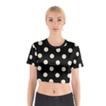 Polka Dots - Pearl Brown on Black Cotton Crop Top