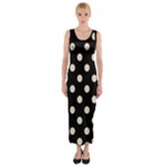 Polka Dots - Pearl Brown on Black Fitted Maxi Dress