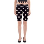 Polka Dots - Pearl Brown on Black Yoga Cropped Leggings