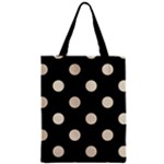 Polka Dots - Pearl Brown on Black Zipper Classic Tote Bag