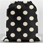 Polka Dots - Pearl Brown on Black Drawstring Bag (Large)