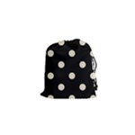 Polka Dots - Pearl Brown on Black Drawstring Pouch (XS)