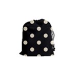 Polka Dots - Pearl Brown on Black Drawstring Pouch (S)