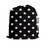 Polka Dots - Pearl Brown on Black Drawstring Pouch (XXl)