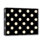 Polka Dots - Pearl Brown on Black Deluxe Canvas 14  x 11  (Stretched)