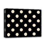 Polka Dots - Pearl Brown on Black Deluxe Canvas 16  x 12  (Stretched)