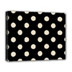 Polka Dots - Pearl Brown on Black Deluxe Canvas 20  x 16  (Stretched)