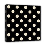 Polka Dots - Pearl Brown on Black Mini Canvas 8  x 8  (Stretched)