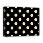 Polka Dots - Pearl Brown on Black Canvas 14  x 11  (Stretched)