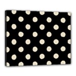 Polka Dots - Pearl Brown on Black Canvas 20  x 16  (Stretched)