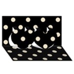 Polka Dots - Pearl Brown on Black Twin Hearts 3D Greeting Card (8x4)