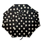Polka Dots - Pearl Brown on Black Folding Umbrella