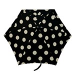Polka Dots - Pearl Brown on Black Mini Umbrella