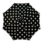 Polka Dots - Pearl Brown on Black Golf Umbrella