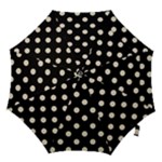 Polka Dots - Pearl Brown on Black Hook Handle Umbrella (Medium)