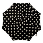 Polka Dots - Pearl Brown on Black Hook Handle Umbrella (Large)