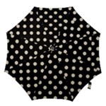 Polka Dots - Pearl Brown on Black Hook Handle Umbrella (Small)