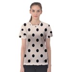 Polka Dots - Black on Almond Brown Women s Sport Mesh Tee