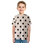 Polka Dots - Black on Almond Brown Kid s Sport Mesh Tee