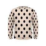 Polka Dots - Black on Almond Brown Kid s Sweatshirt