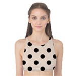 Polka Dots - Black on Almond Brown Tank Bikini Top