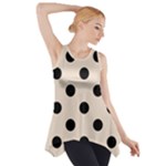 Polka Dots - Black on Almond Brown Side Drop Tank Tunic