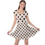 Polka Dots - Black on Almond Brown Cap Sleeve Dress