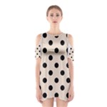 Polka Dots - Black on Almond Brown Women s Cutout Shoulder Dress