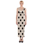 Polka Dots - Black on Almond Brown Fitted Maxi Dress