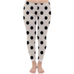 Polka Dots - Black on Almond Brown Winter Leggings