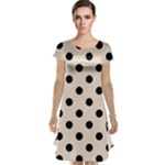 Polka Dots - Black on Almond Brown Cap Sleeve Nightdress