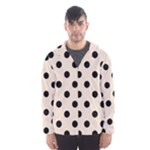 Polka Dots - Black on Almond Brown Hooded Wind Breaker (Men)