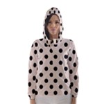 Polka Dots - Black on Almond Brown Hooded Wind Breaker (Women)