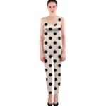 Polka Dots - Black on Almond Brown OnePiece Catsuit