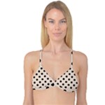Polka Dots - Black on Almond Brown Reversible Tri Bikini Top