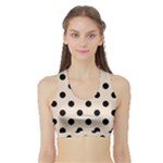Polka Dots - Black on Almond Brown Women s Sports Bra with Border