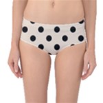 Polka Dots - Black on Almond Brown Mid-Waist Bikini Bottoms