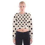 Polka Dots - Black on Almond Brown Women s Cropped Sweatshirt