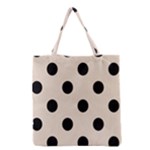 Polka Dots - Black on Almond Brown Grocery Tote Bag