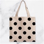 Polka Dots - Black on Almond Brown Zipper Grocery Tote Bag