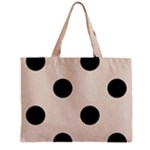 Polka Dots - Black on Almond Brown Zipper Mini Tote Bag